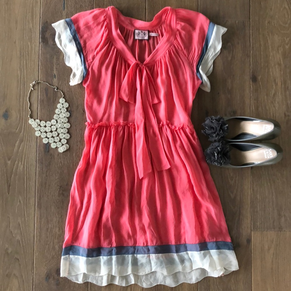 Juicy Couture coral silk dress size 0 fits like 4